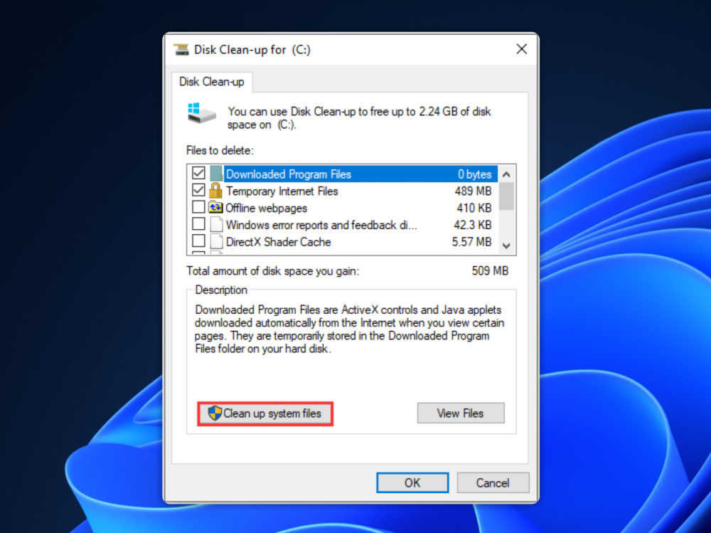 Clear Windows Update Cache Using Disk Cleanup