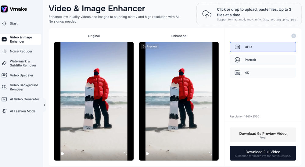 AI Video Enhancer - Vmake