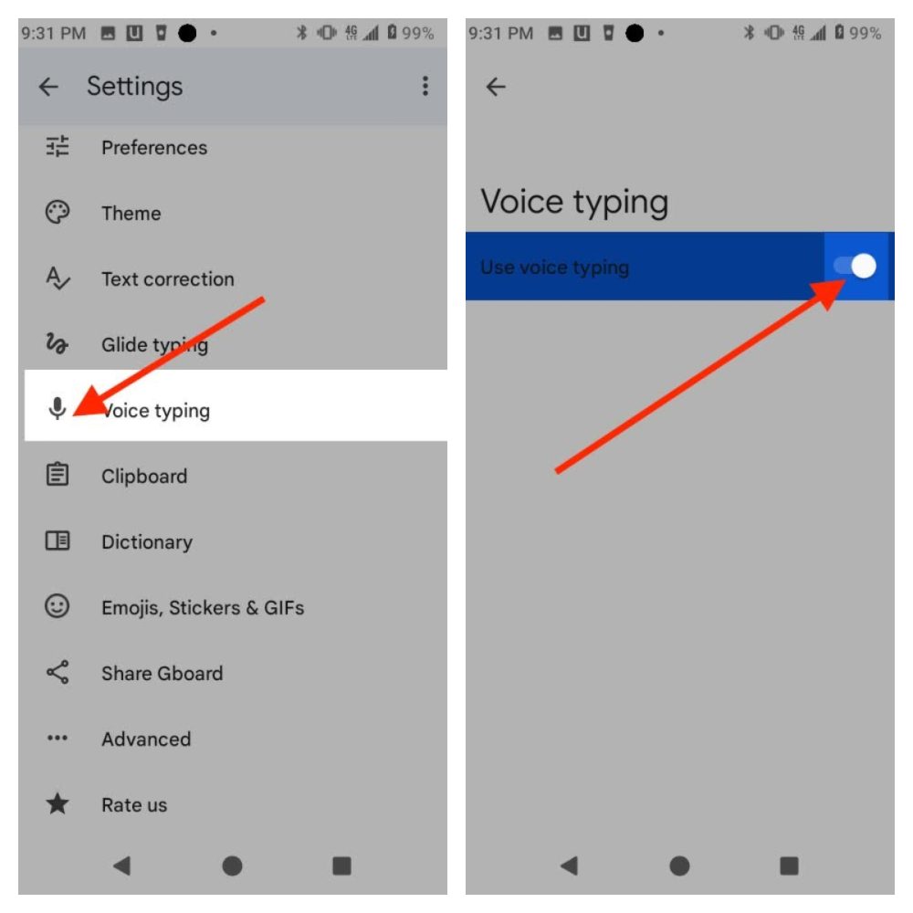 Activate Voice to Text on Android